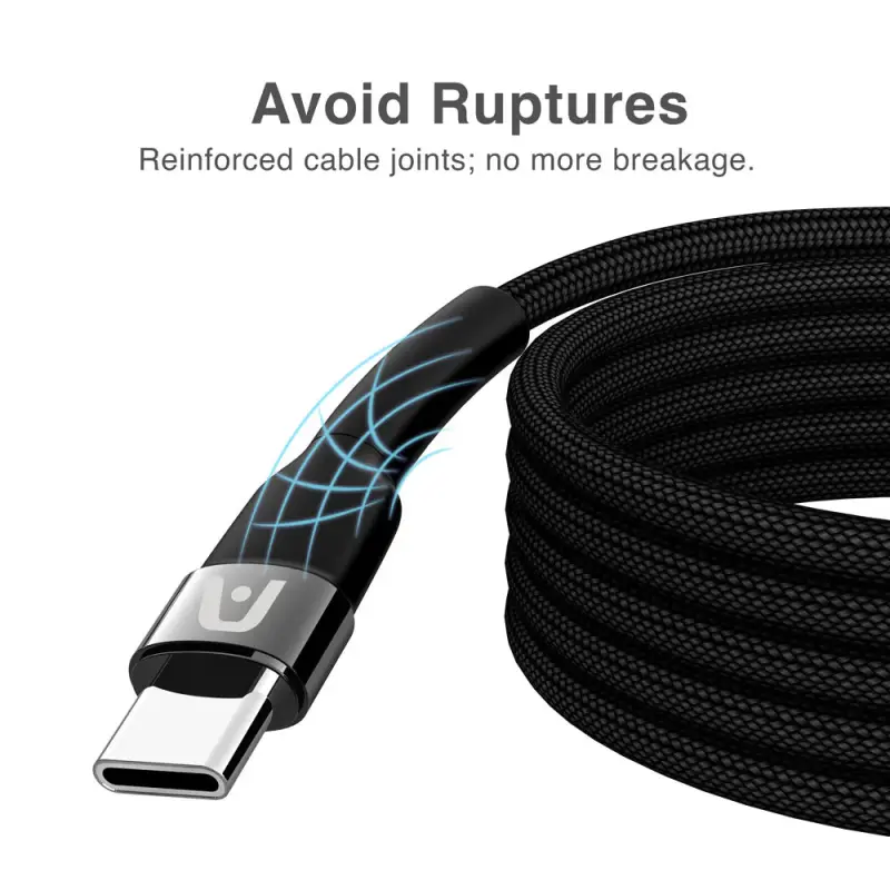 CABLE TRENZADO DE NAILON DURA SPEED DE 240W TIPO-C A TIPO-C PARA CARGA Y SINCRONIZACIÓN ULTRA RÁPIDA DE 1.8M ARGCB0073